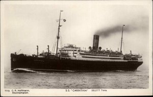 Southampton England Steamer Steamship SS Carinthia Old Real Photo Postcard