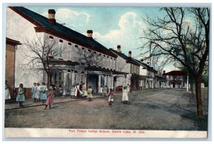 Devils Lake North Dakota Postcard Fort Totten Indian School 1910 Vintage Antique