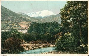 Vintage Postcard 1920's Pike's Peak From Near Colorado City  CO