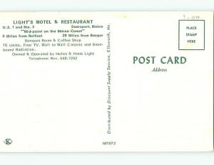 Unused Pre-1980 OLD CARS & LIGHT'S MOTEL & RESTAURANT Searsport Maine ME u5023