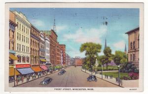 P568 JLs 1938 used linen street scene old cars people worchester mass