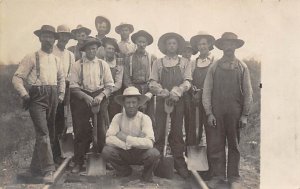 Railroad Section Crew Real Photo People Working Unused 