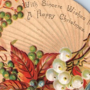 1870s-80s Christmas Die-Cut Fan Sample Card David C. Cook F134