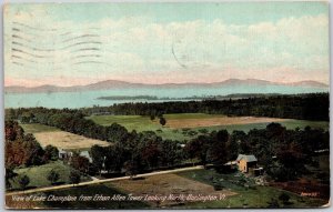 1911 View of Lake Champlain Ethan Allen Tower Burlington Vermont Posted Postcard