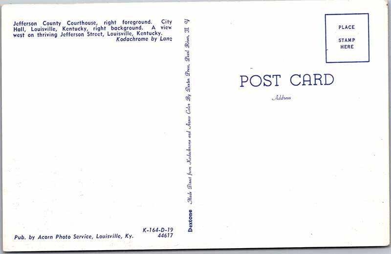 Postcard COURT HOUSE SCENE Louisville Kentucky KY AM4607
