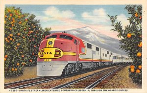 Santa Fe streamliner entering Southern CA CA, USA Railroad, Misc. Unused 