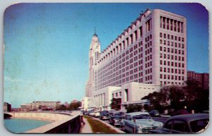 Columbus Ohio 1951 Postcard Riverside Drive LeVeque Lincoln Tower