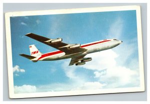 Vintage 1960's Advertising Postcard TWA SuperJet Airplane Luxury Travel