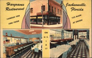 Jacksonville FL Hargraves Restaurant Multi View Linen Psotcard