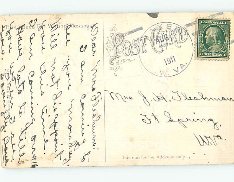 Divided-Back BEAUTIFUL ORANGE FLOWERS & CLOVER o8930