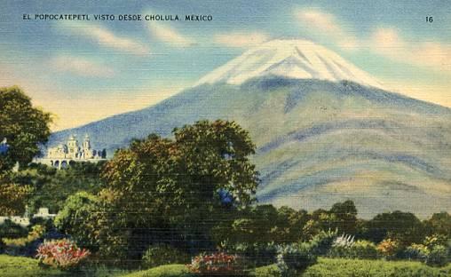 Mexico - Cholula, El Popocatepetl Volcano as seen from Cholula