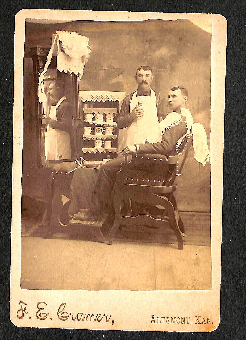 Altamont KS RARE Early 1800's Barber Shop, E. Cramer Barber, 4.25 x 6.5
