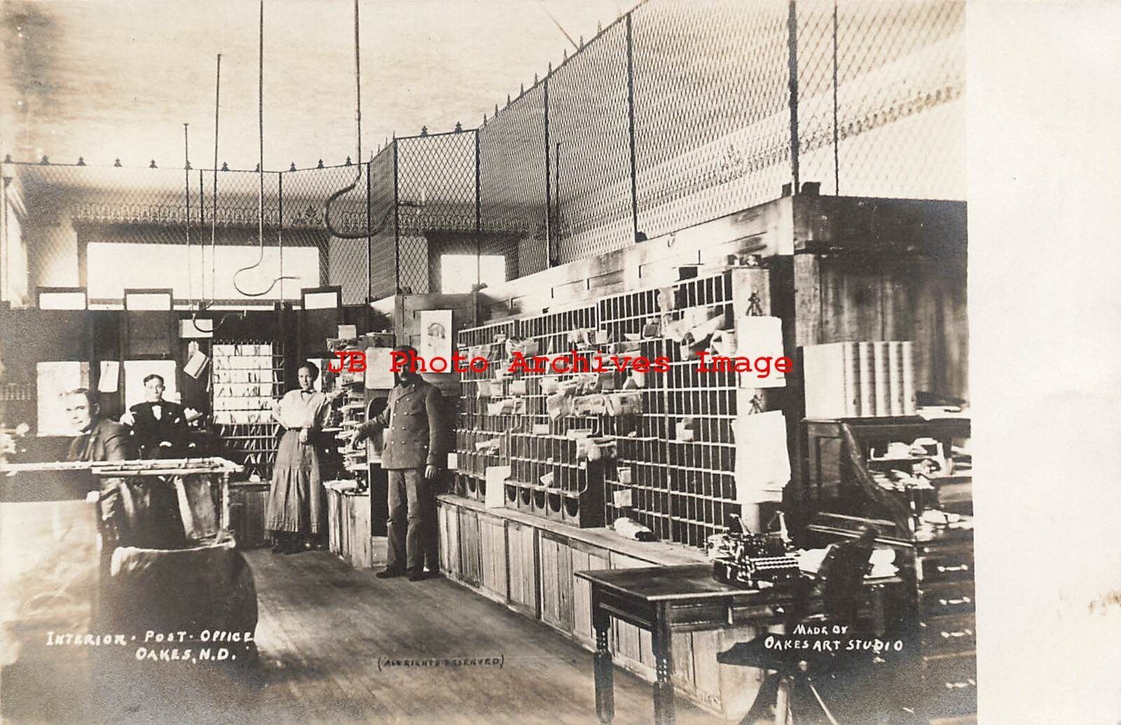 ND, Oakes, North Dakota, RPPC, Post Office Interior View, Oakes Art