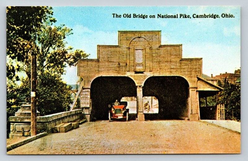 Old National Road Covered Bridge Cambridge OH Wills Creek VINTAGE Postcard A98