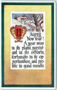 Arts and Crafts  HAPPY NEW YEAR  Gibson Art 1915 Postcard