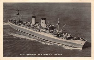 USS Gen W. A. Mann Real Photo Military Battle Ship  Ship 