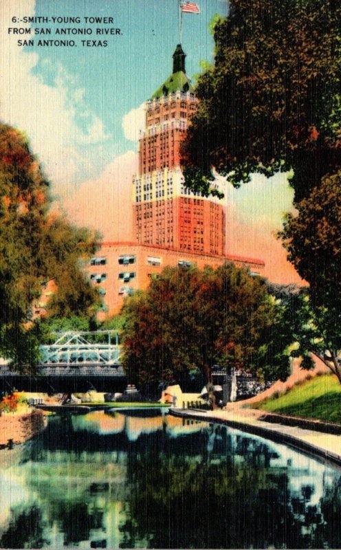 Texas San Antonio Smith-Young Tower From San Antonio River 1942