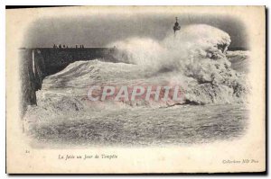 Postcard Old La Jetee a Storm Lighthouse Day