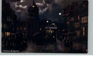 TUCK LIVERPOOL ENGLAND City Hall by Night c1910 PC