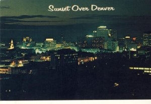 Awesome Denver, Colorado/CO Postcard, Sunset Over Denver