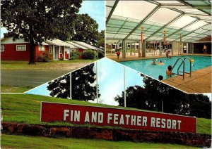 Gore, OK Oklahoma  FIN & FEATHER RESORT MOTEL Indoor Pool ROADSIDE  4X6 Postcard