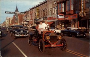 Holland Michigan MI Model Ford Car Street Scene Drug Store c1950s-60s Postcard