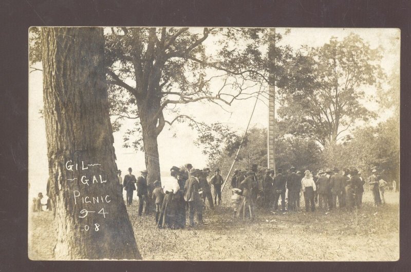 RPPC ROCKPORT ILLINOIS 1914 TO BAYLIS ILL. GUY GAL PICNIC REAL PHOTO POSTCARD