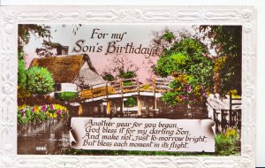 Greetings Postcard - For My Son's Birthday - Showing House - Real Photo   ZZ3701