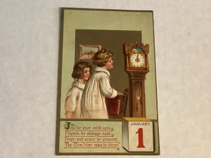 Artist signed Frances Brundage Happy New Year embossed clock Series 1301 Grade 1