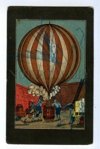 497348 HISTORY AVIATION filling Charless balloon with hydrogen russian game card