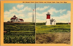 Nauset Coast Guard Station, Lighthouse, Cape Cod MA Vintage Postcard G50