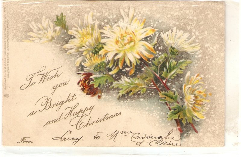 Beautiful flowers bouquet. Christmas Message Tuck Christmas Ser. PC  #1718