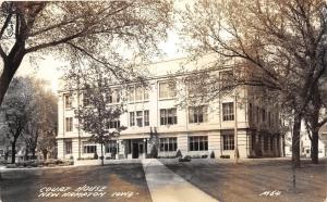 New Hampton Iowa~Court House~Front Lawn Shaded by Large Trees~1940s RPPC