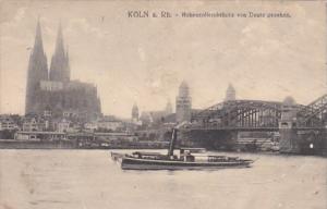 Germany Koeln Hohenzollernbruecke von Deutz gesehen