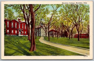 Marietta Ohio 1940s Postcard Marietta College Campus