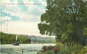 C-1910 Milwaukee Wisconsin On the River Pleasant Valley Postcard 6869