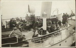 Travelers on Deck of the Steamship Monarch 1926 Real Photo Postcard