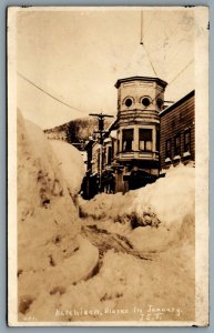 Postcard RPPC c1910s Ketchikan Alaska In January Hotel Stedman Photo by J.E.T