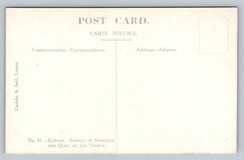 Karnak  Avenue of Sphinxes  Egypt   Postcard