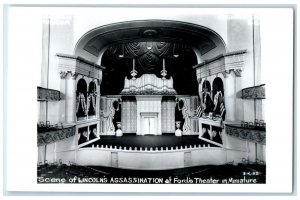 Scene Of Lincoln's Assassination At Ford's Theater Miniature RPPC Photo Postcard