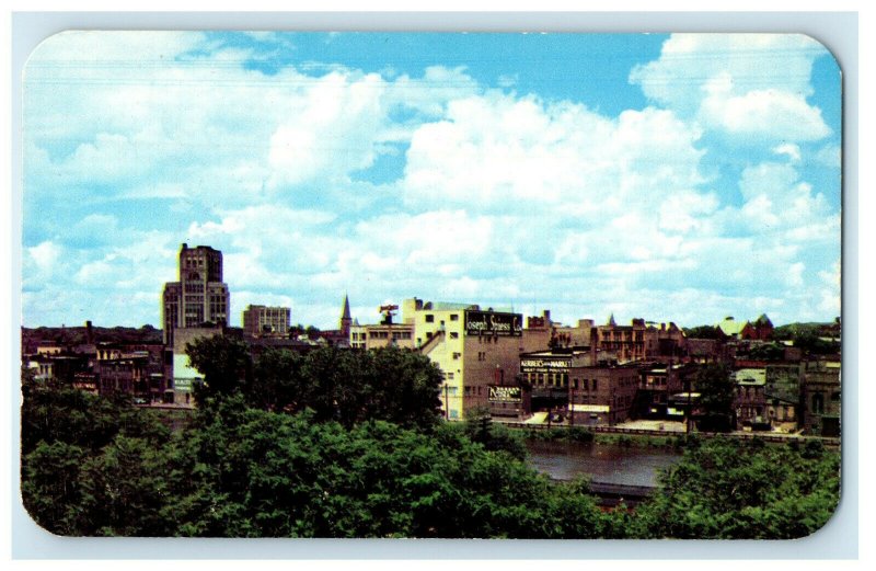 c1960s Skyline View of Business Section, Elgin Illinois IL Unposted Postcard