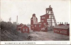 No 9 Shaft P. C. & C. Co Cresson Pennsylvania Postcard DB 1909 to Grayling MT