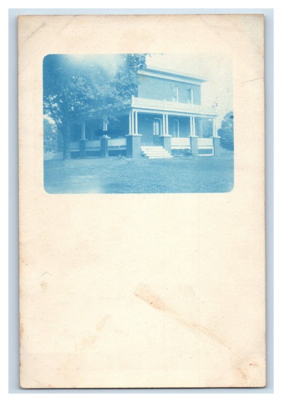 Circa 1905-10 Cyanotype Real Photo RPPC 19th Century Home Postcard F33 