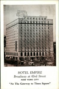 Hotel Empire On Broadway & 63rd Street NYC New York NY UNP Chrome Postcard E7