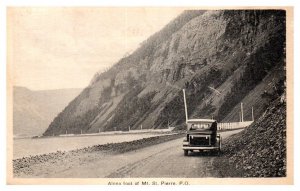 Old Car Parked along foot of Mt St Pierre PQ Cars Vintage Postcard