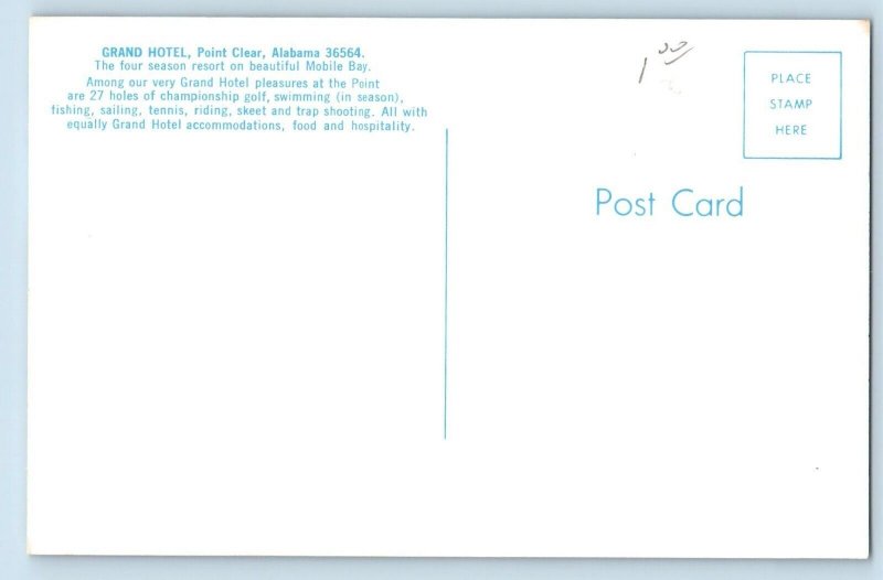 Point Clear Alabama AL Postcard Grand Hotel Mobile Bay Four Season Resort c1960