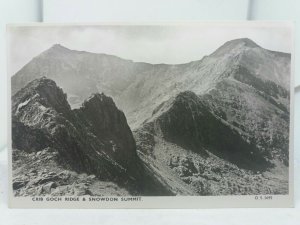 Vintage Rp Postcard Crib Goch Ridge and Snowdon Summit North Wales Real Photo