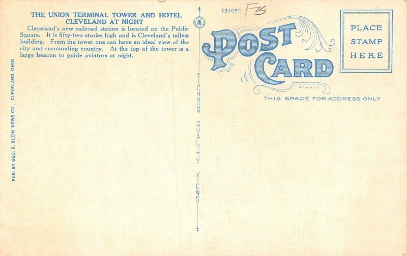 LP61  Cleveland Ohio Postcard   Terminal Tower 