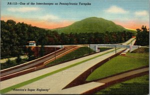 Vtg PA Pennsylvania Turnpike One of the Interchanges Fort Littleton Postcard