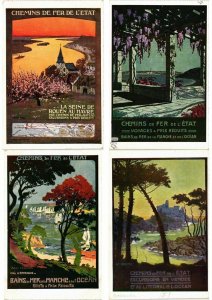 ADVERTISING TRAINS, CHEMIN DE FER POSTER STYLE 33 Vintage Postcards (L2735)